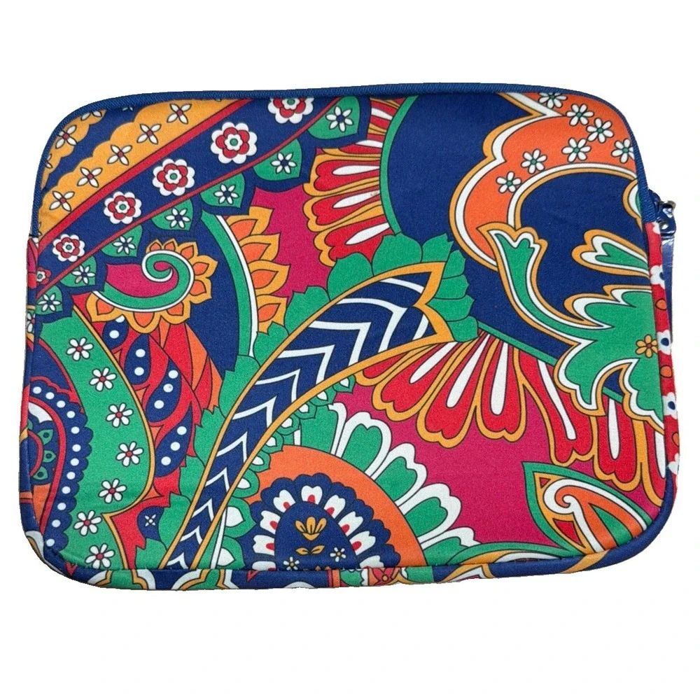 Vera Bradley Tablet IPad Padded Sleeve Case Zip Closure 10x8